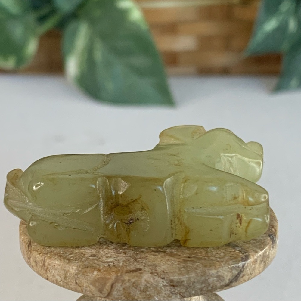 Vintage Chinese Zodiac Jade DOG Pendant Bead Hand Carved Miniature Pet Animal 2" - Picture 9 of 12